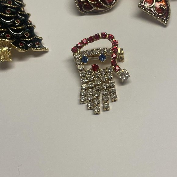 Lot Of 3 Vintage - Modern Gold Tone Brooch Pins Christmas Holiday Tree Santa Etc - Picture 4 of 12